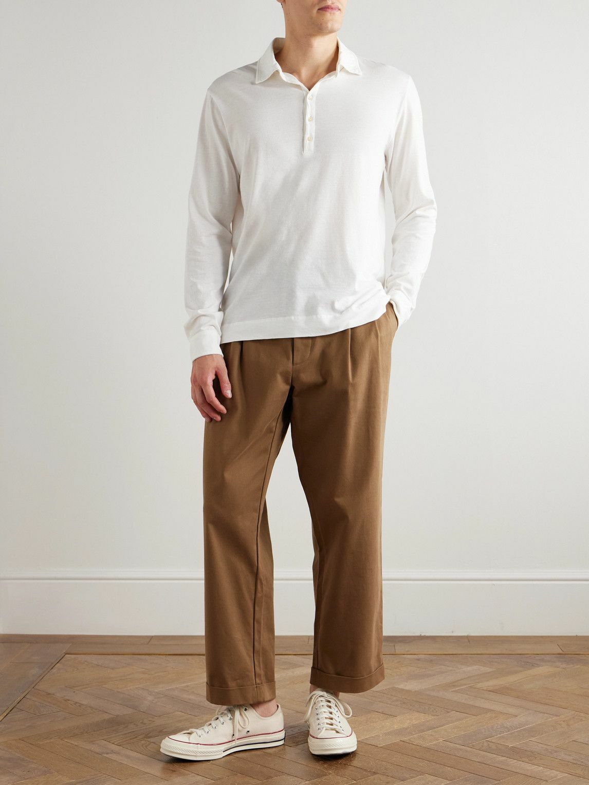 Massimo Alba - Ischia Cotton and Cashmere-Blend Jersey Polo Shirt - White