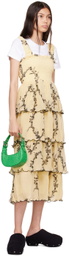GANNI Yellow Tiered Midi Dress