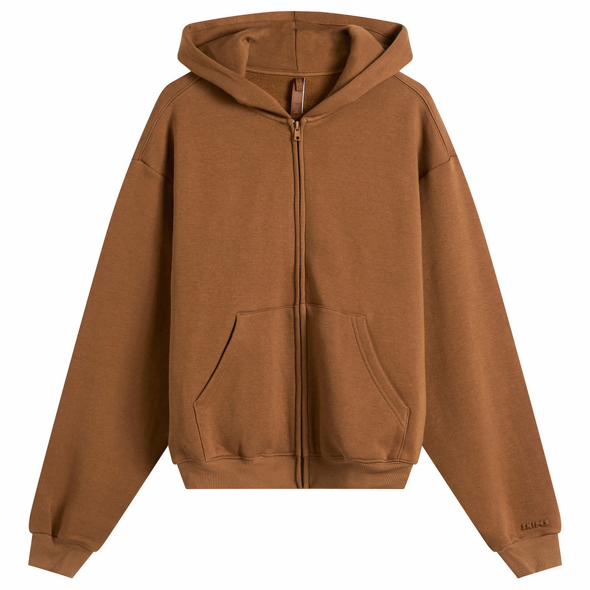SKIMS Women's Cotton Fleece Classic Zip Up Hoodie in Bison