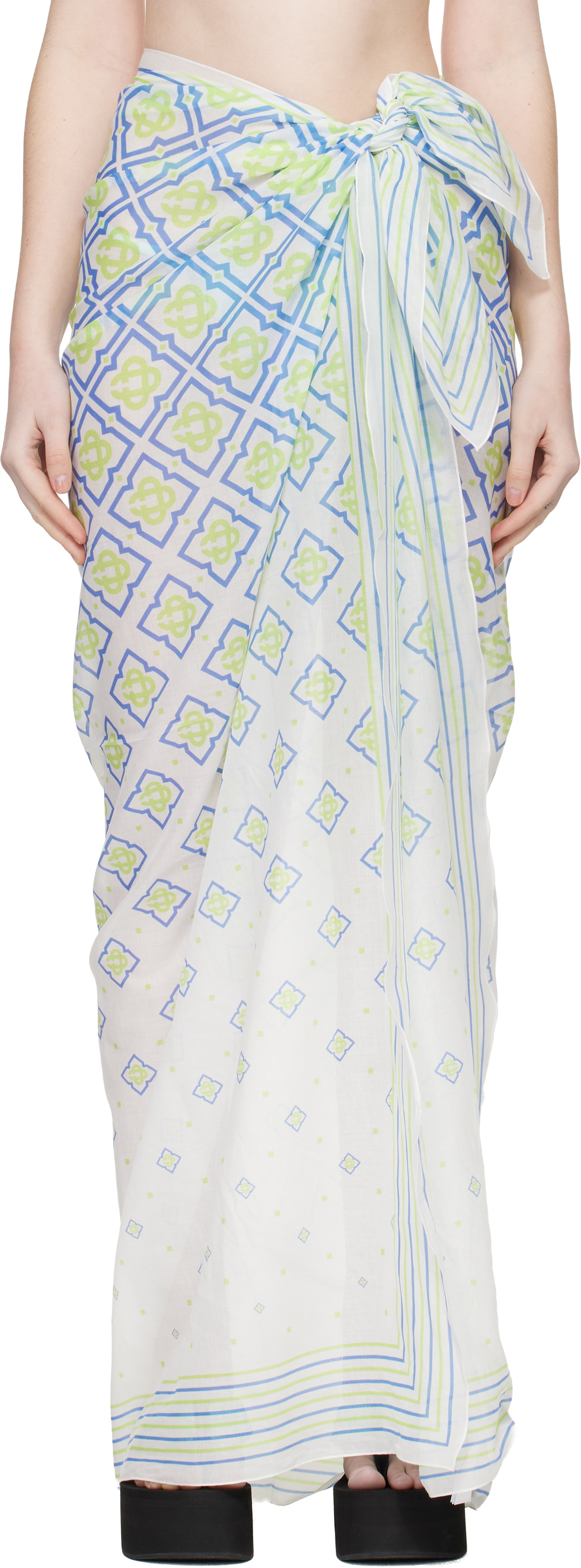 Casablanca White Degrade Monogram Pareo Cover-up Skirt