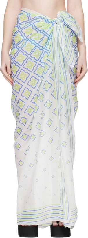 Photo: Casablanca White Degrade Monogram Pareo Cover-up Skirt
