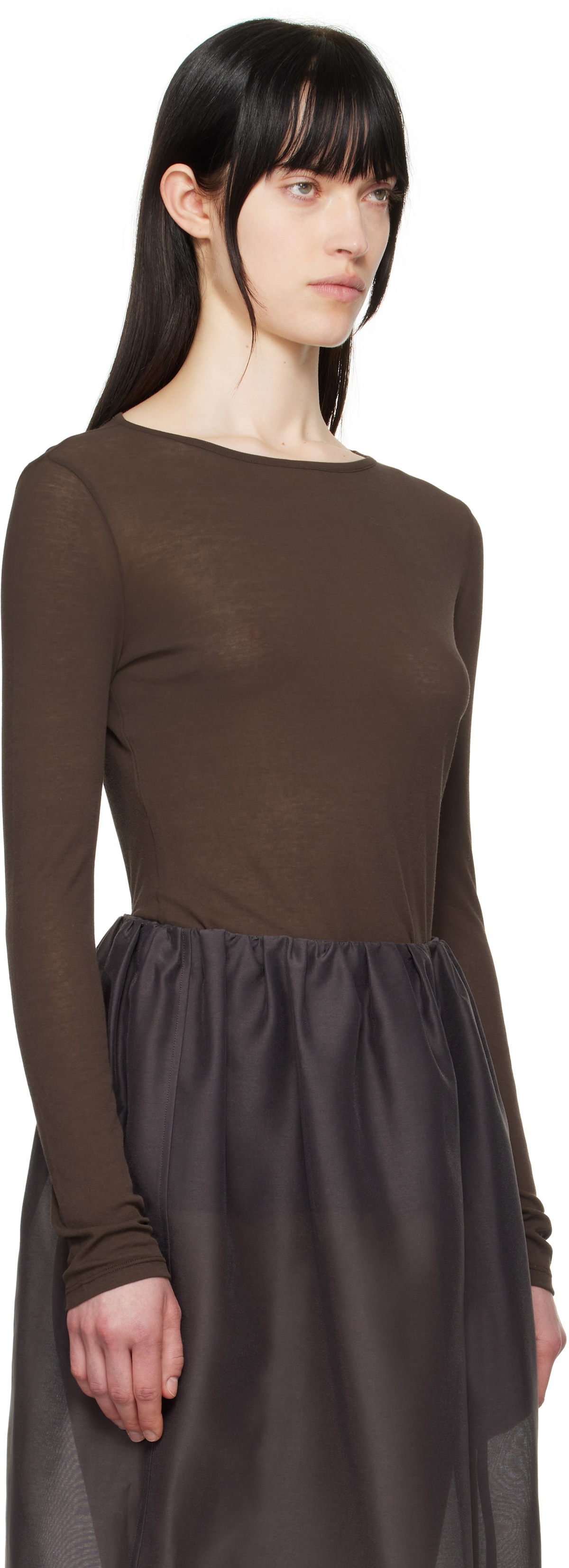 AMOMENTO Brown Round T-shirt