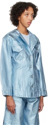 GANNI Blue Foil Denim Jacket
