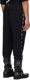 mastermind JAPAN Black Regular Fit Skull Tape Jersey Tapered Sweatpants