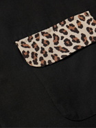 Wacko Maria - Convertible-Collar Leopard Print-Trimmed TENCEL™ Lyocell Shirt - Black