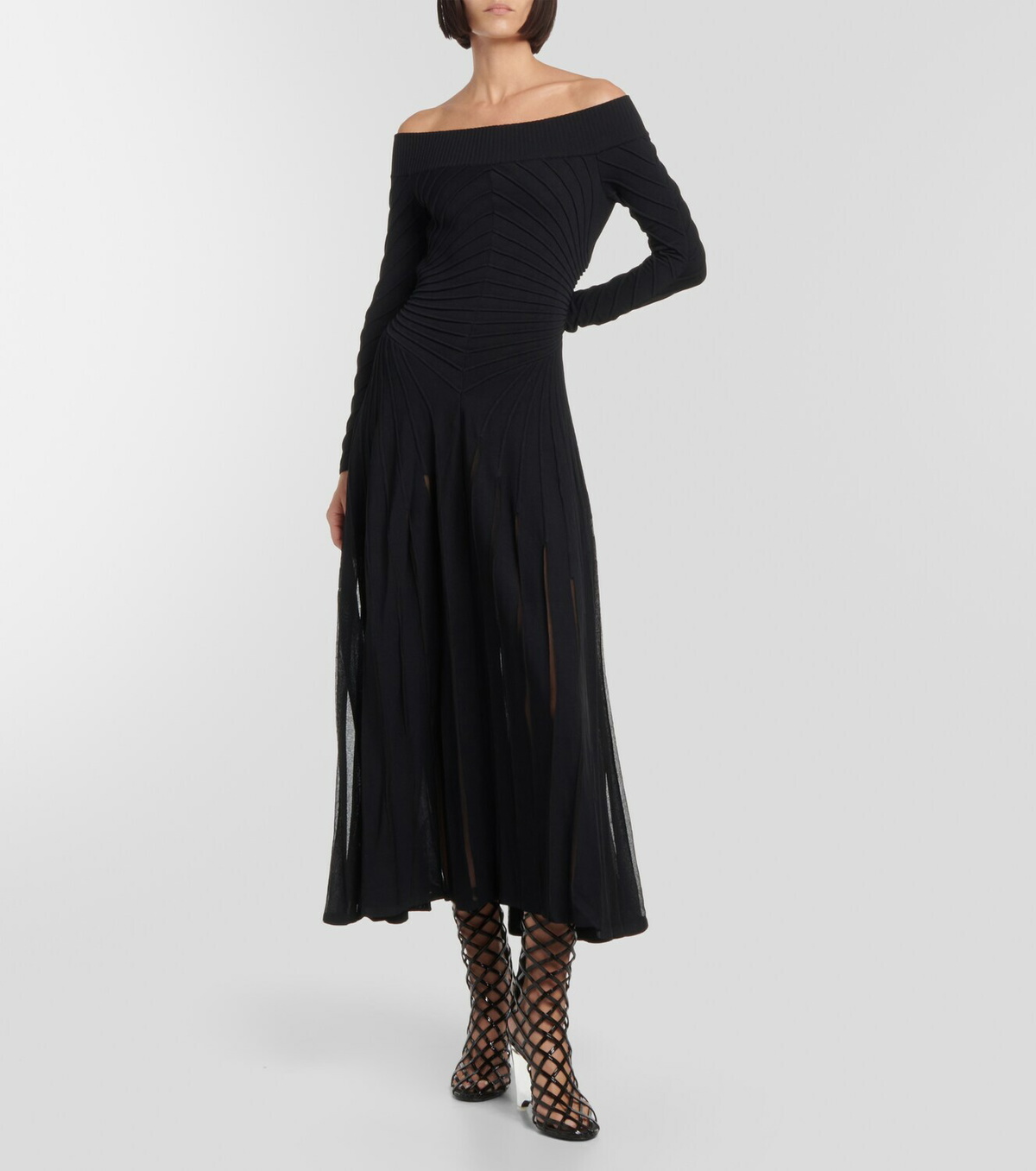 ワンピース Alaia Midi Dress Black One-shoulder ribbed wool midi dress | ALAÏA | NET-A-PORTER