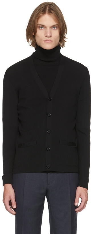 Photo: Ralph Lauren Purple Label Black Wool Knit Slim Cardigan