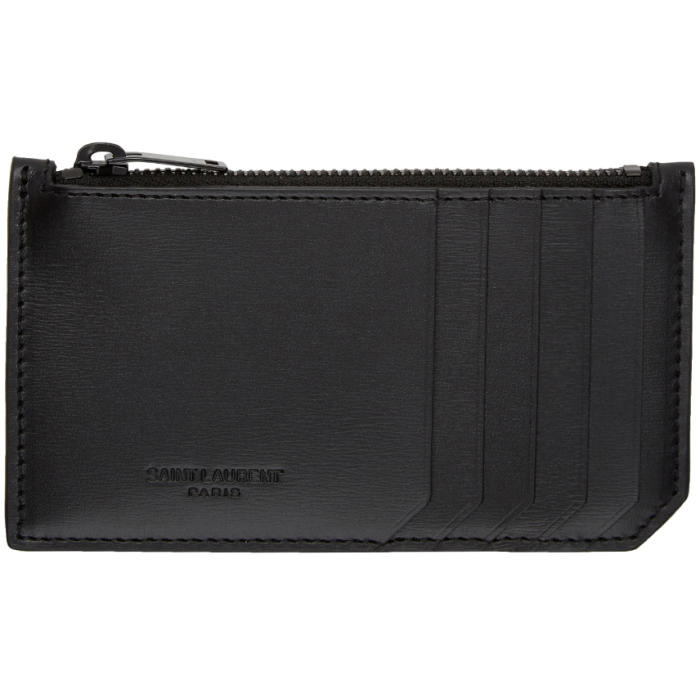 Photo: Saint Laurent Black 5 Fragments Zip Card Holder 