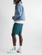 Off-White - Straight-Leg Logo-Appliquéd Cotton-Jersey Shorts - Blue