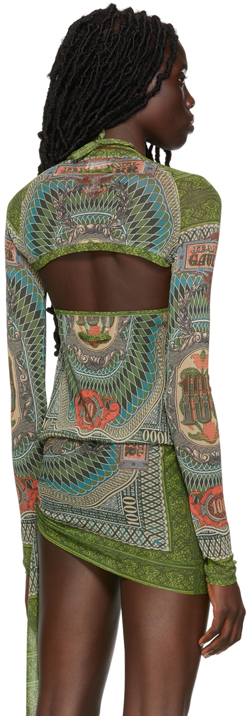 Jean Paul Gaultier SSENSE Exclusive Green Banknote Cardigan