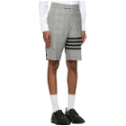 Thom Browne Black and White Wool Prince Of Wales 4-Bar Shorts