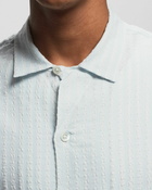 Portuguese Flannel Jacquard Chambray Light Blue Blue - Mens - Shortsleeves