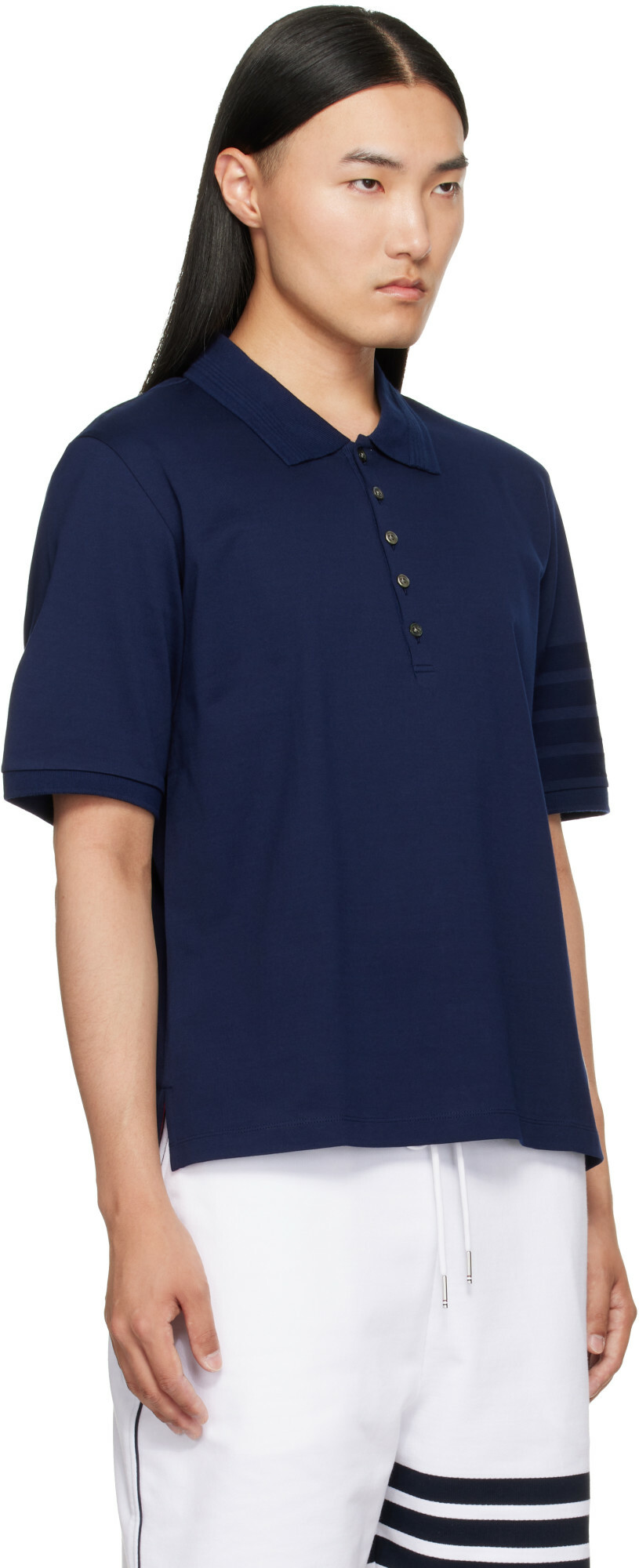 Thom Browne Navy Jersey Ottoman 4-Bar Polo