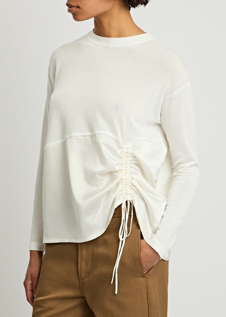 High Jargon Panelled Fine-knit top Cream