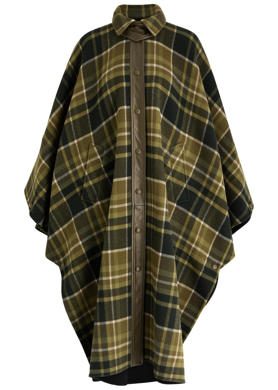 Chloe Checked Wool-blend Coat Green