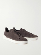 Zegna - Triple Stitch Suede Sneakers - Brown