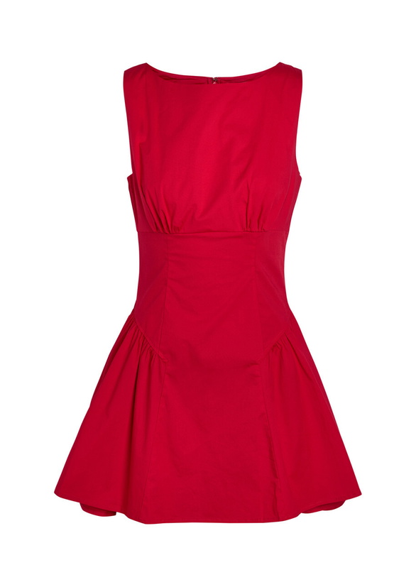 Photo: Staud Gwen Stretch-cotton Poplin Mini Dress Red