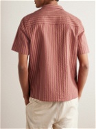 A Kind Of Guise - Gioia Convertible-Collar Striped Cotton-Blend Seersucker Shirt - Brown