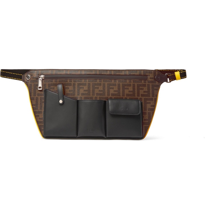 Photo: Fendi - Logo-Jacquard Canvas and Leather Belt Bag - Brown