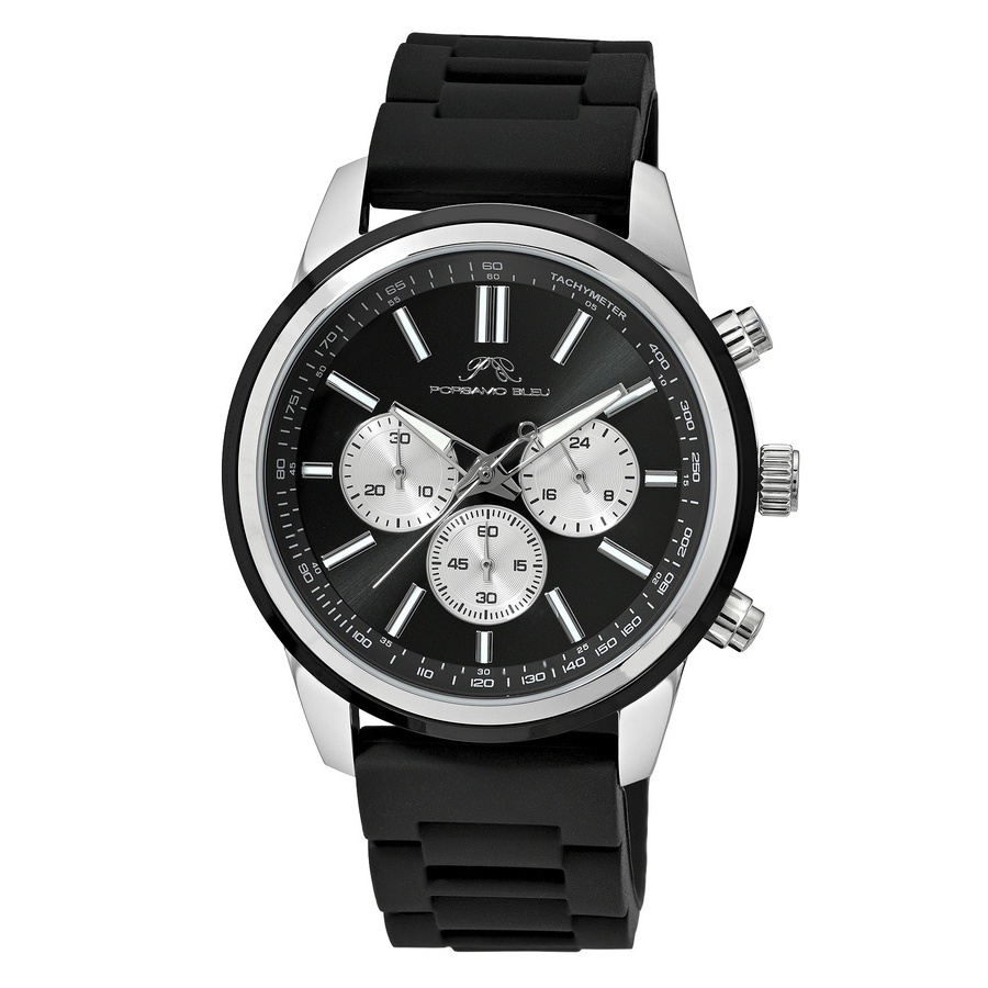 Porsamo Bleu Logan Chronograph Quartz Black Dial Mens Watch 1451DLOR
