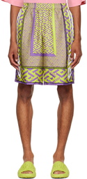 Versace Green 'La Greca' Shorts