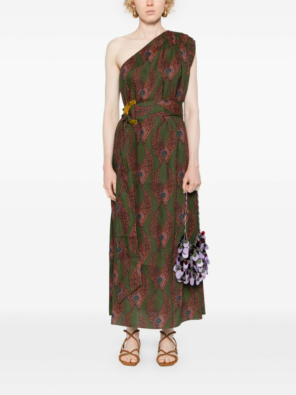 Maison La Plage Green Ravello One-Shoulder Dress