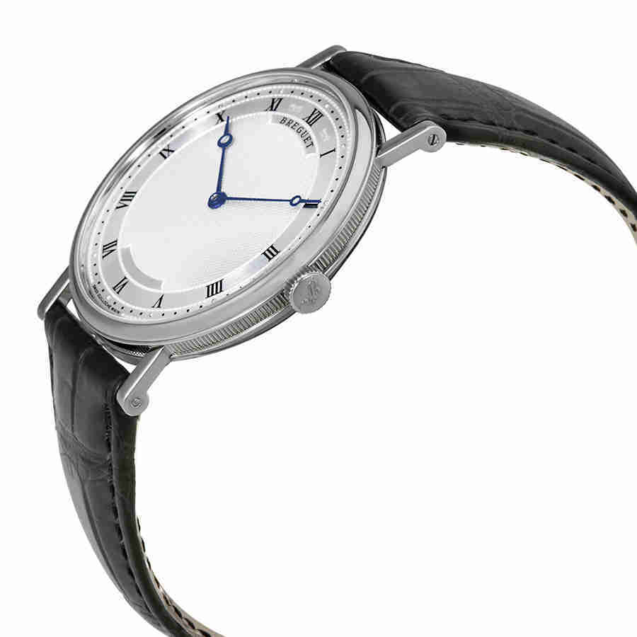 Breguet Classique 18kt White Gold Automatic Ultra Slim Silver Dial Leather Mens Watch 5157bb/11/9v6