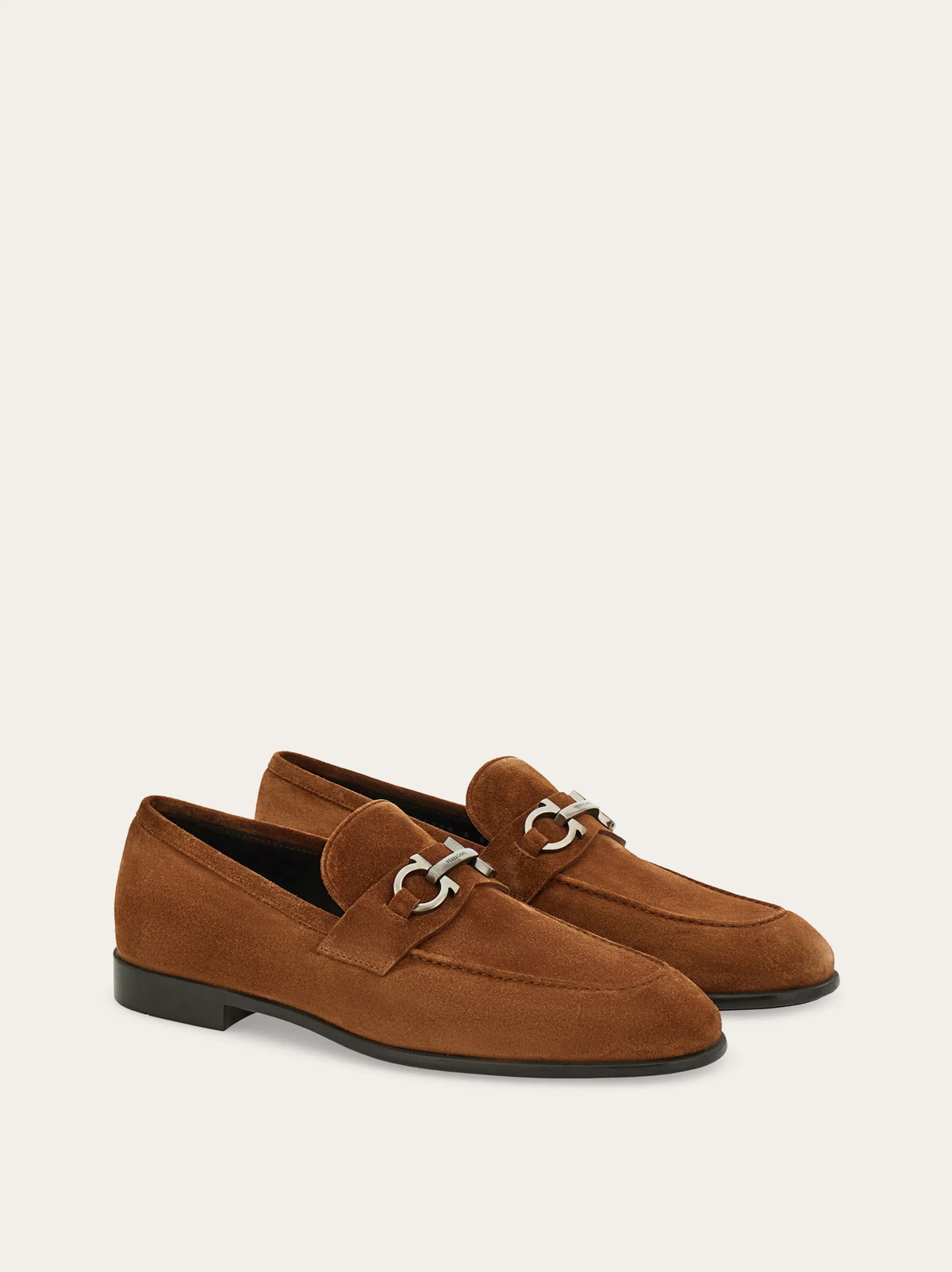Ferragamo Mens Moccasin with Gancini ornament in Brown