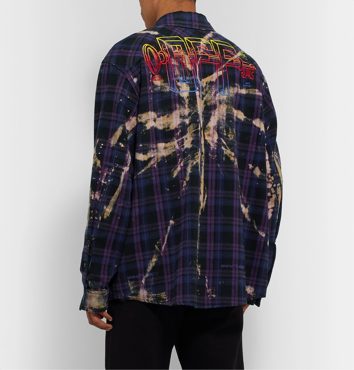Off-White - Distressed Checked Cotton-Flannel Shirt - Purple