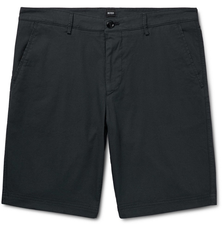 Photo: Hugo Boss - Slim-Fit Overdyed Stretch-Cotton Shorts - Navy