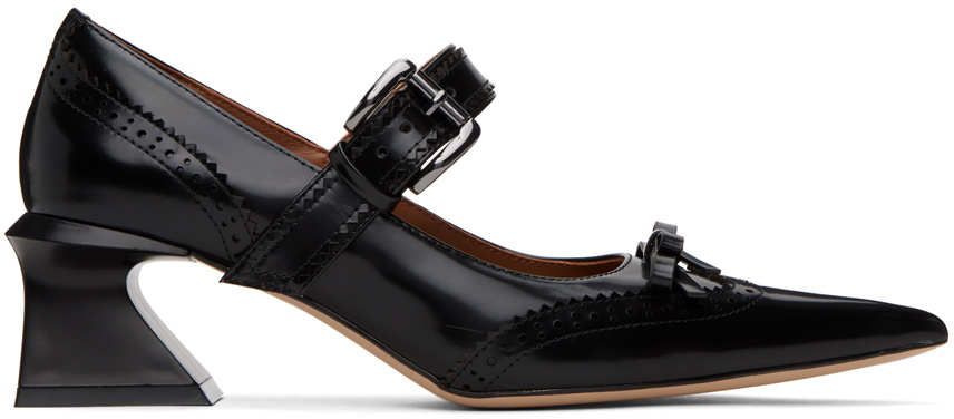 Black Platform Oxford Bowknot Glossy Shoes