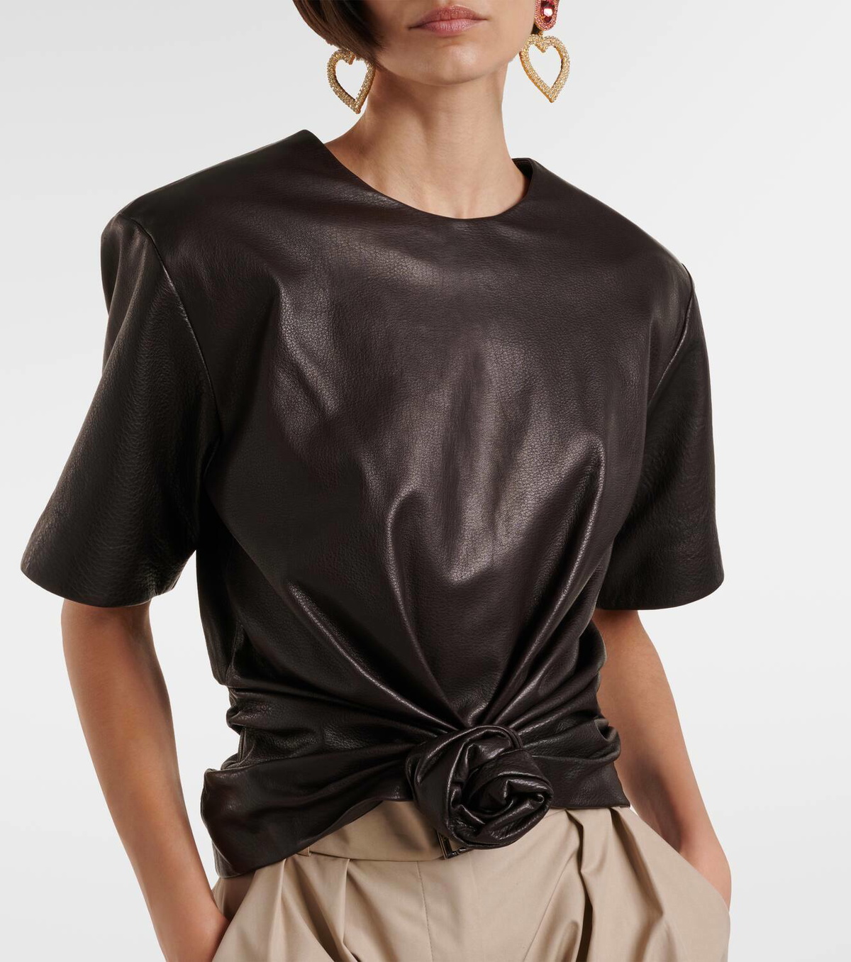 Magda Butrym Knot-detail leather T-shirt