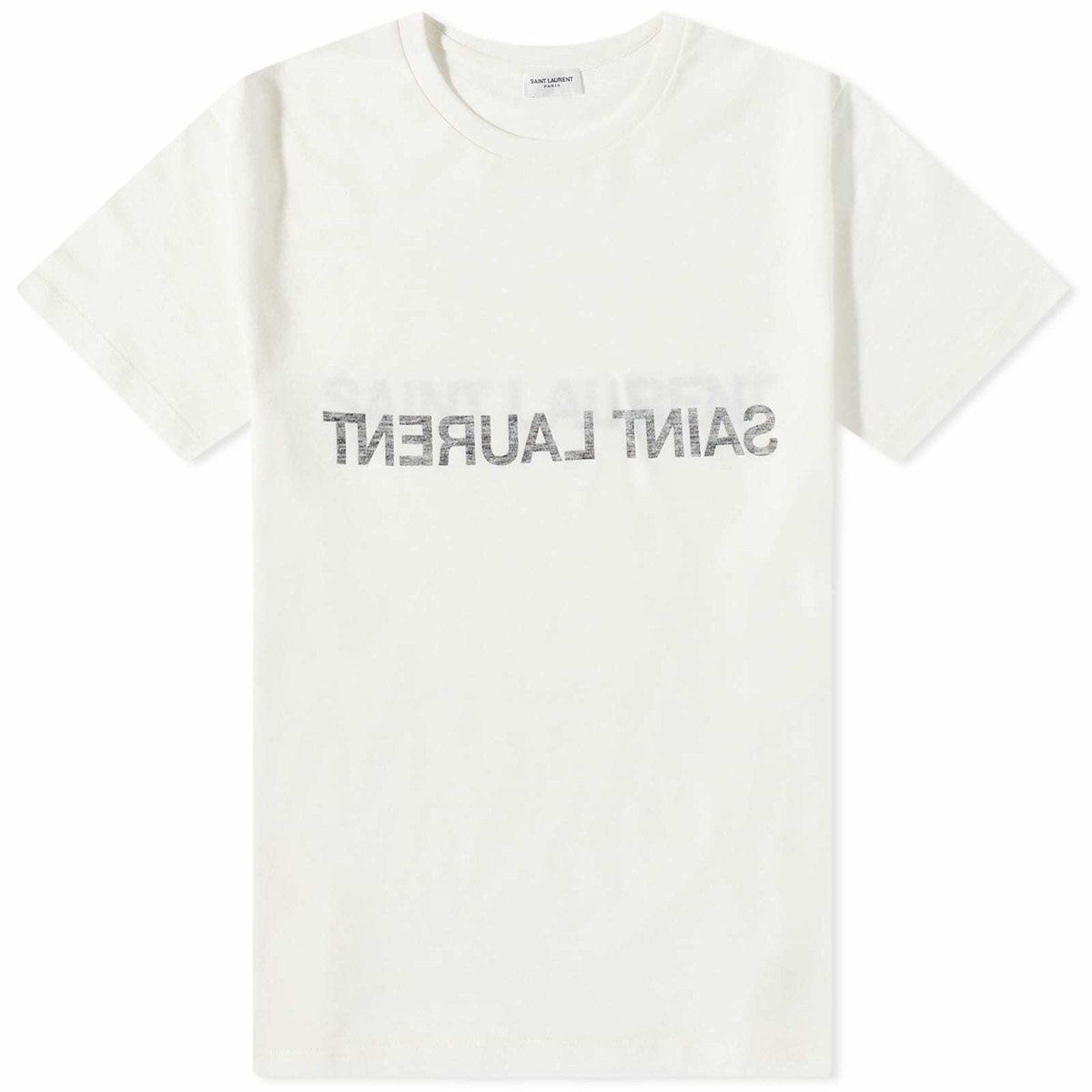 Saint Laurent Men's Reverse Logo T-Shirt in Natural Saint Laurent