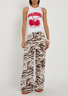 Ganni Lari Zebra-print Wide-leg Jeans White