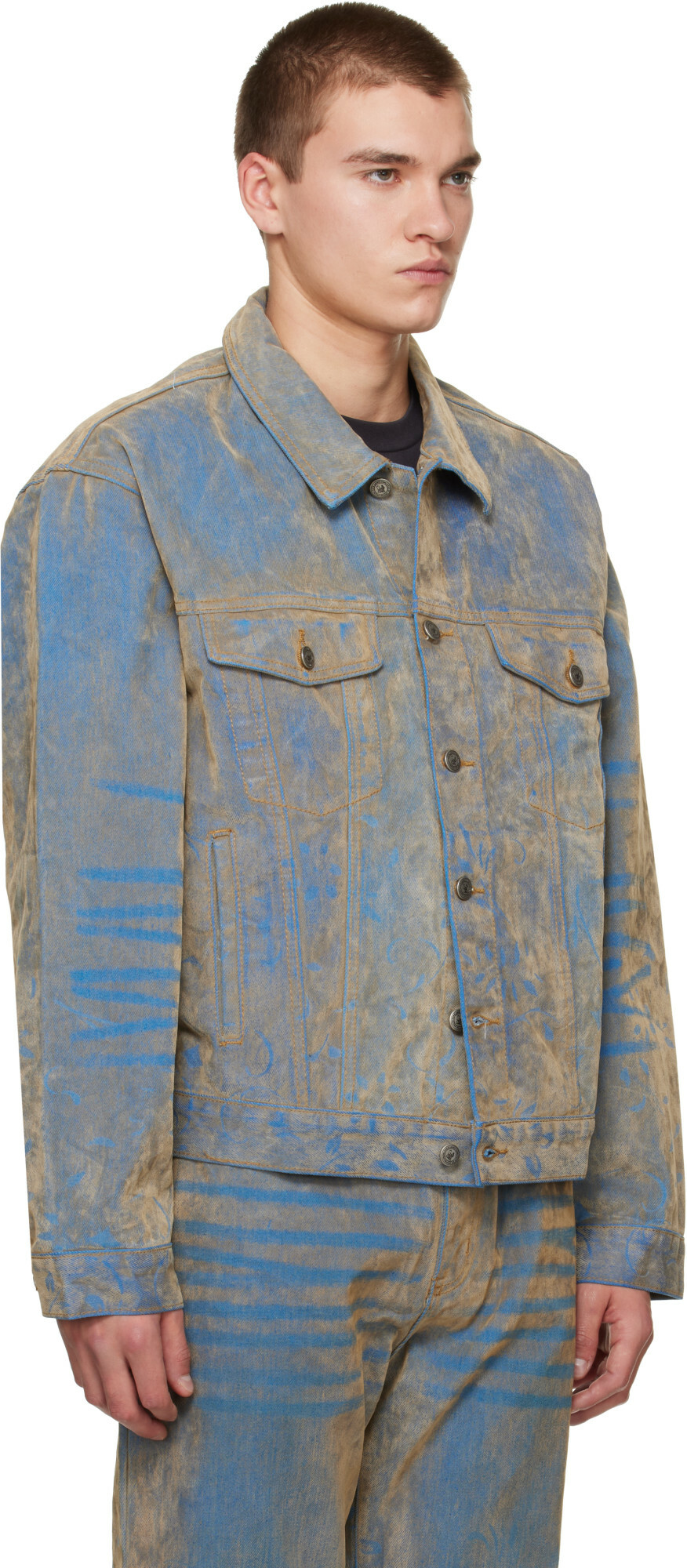 KidSuper Blue Flocked Work Denim Jacket