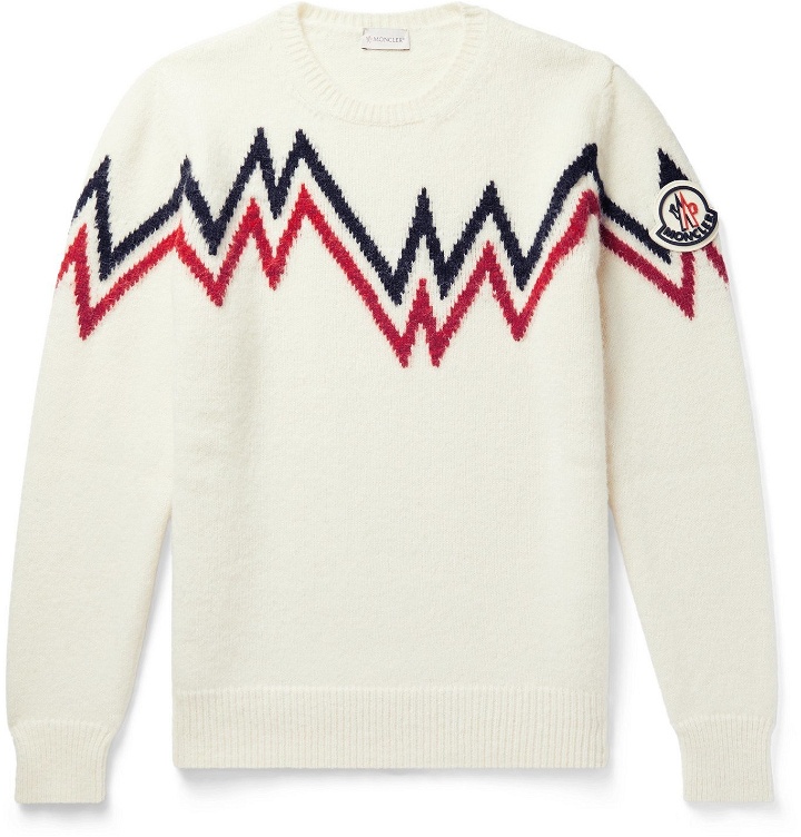 Photo: Moncler - Slim-Fit Intarsia-Knit Sweater - Neutrals
