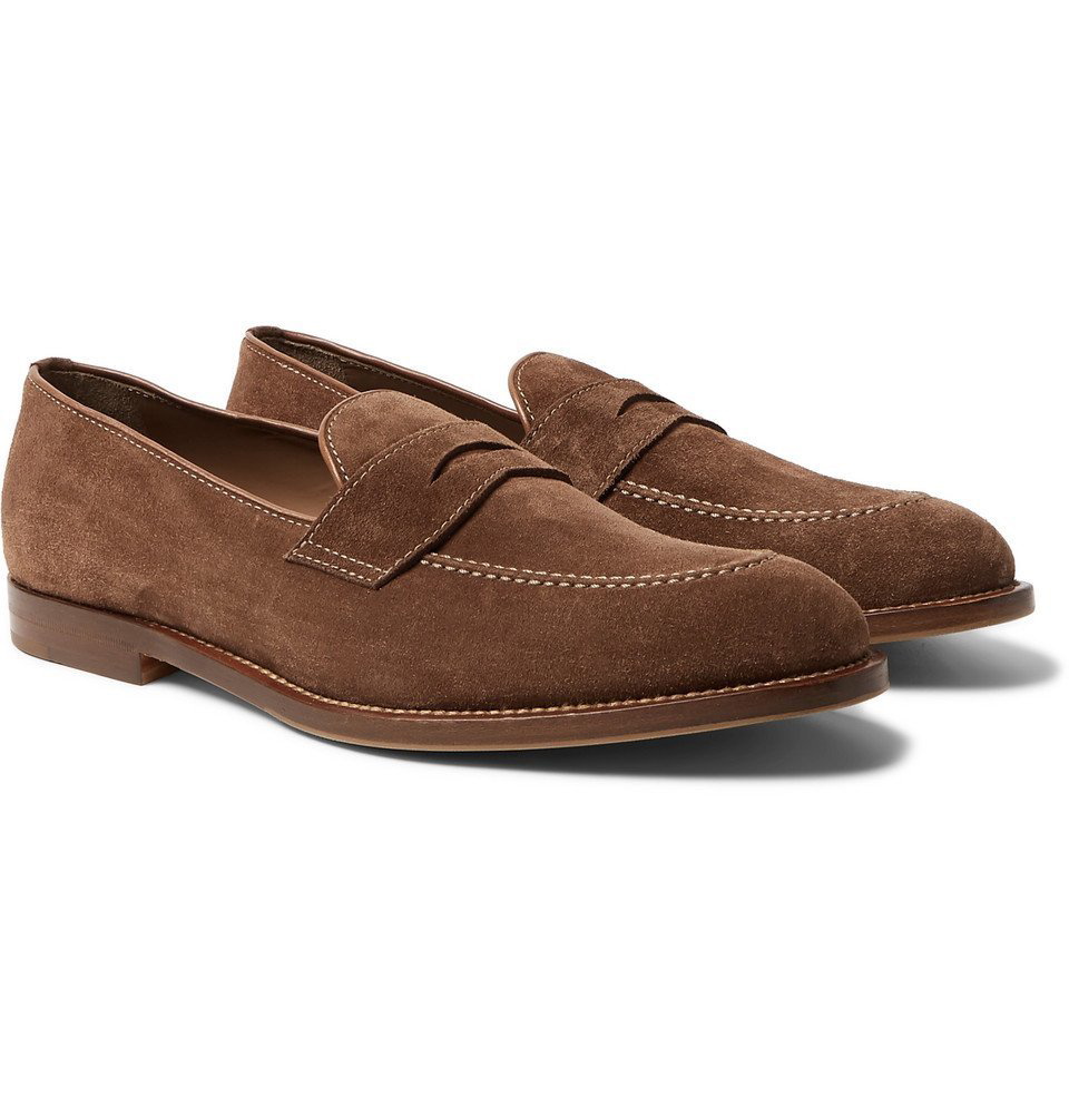 Brunello Cucinelli - Suede Penny Loafers - Men - Brown Brunello Cucinelli