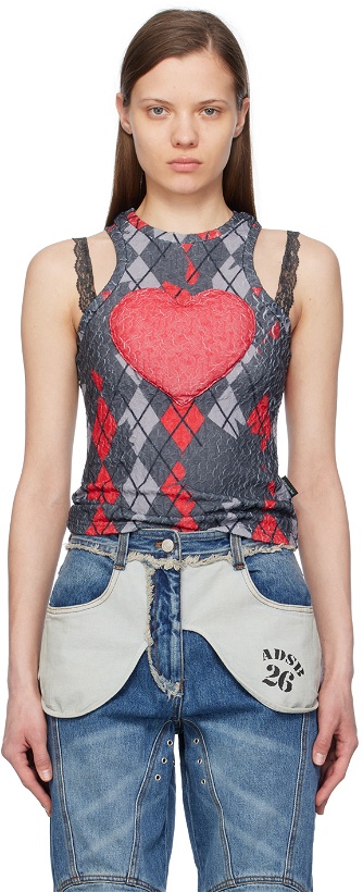 Photo: Andersson Bell SSENSE Exclusive Gray & Red Puffy Heart Saver Tank Top