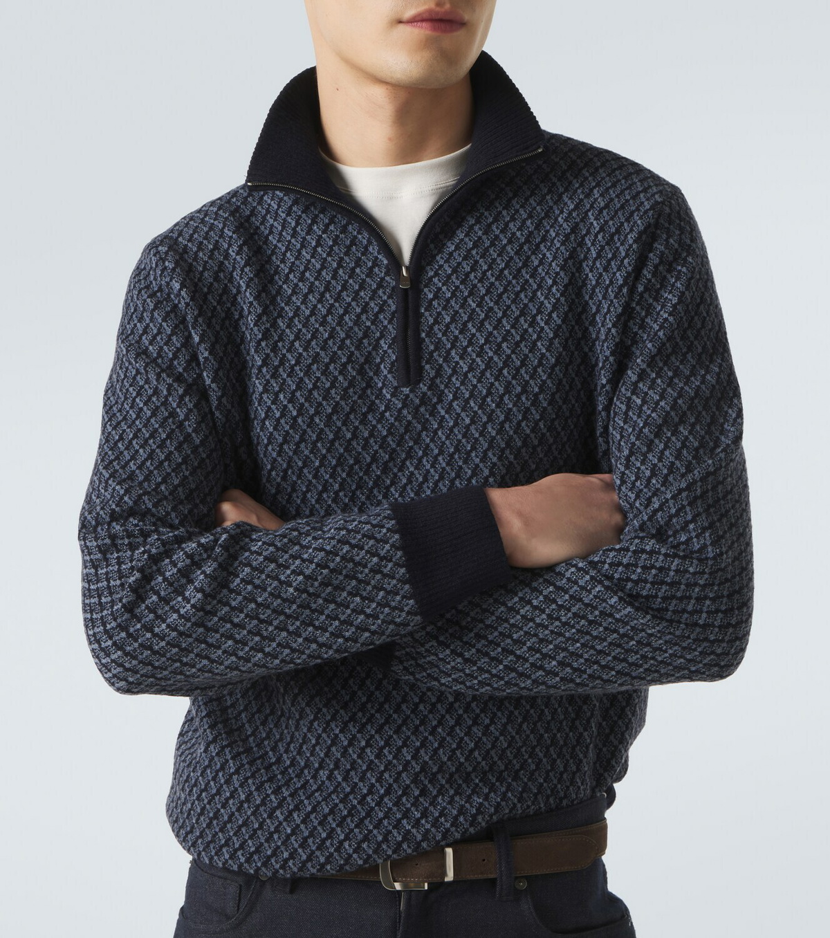 Agnona Cashmere, wool, and silk half-zip sweater