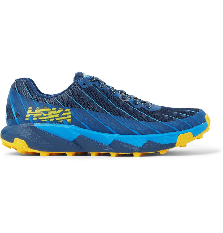Photo: Hoka One One - Torrent Rubber-Trimmed Mesh Trail Running Sneakers - Blue