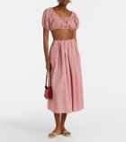 Faithfull Agora checked cotton midi skirt