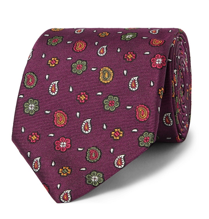 Photo: Etro - 8cm Embroidered Silk-Faille Tie - Purple