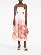 ZIMMERMANN - Floral Print Scallop Linen Midi Dress