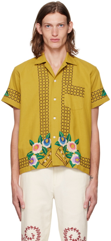 Photo: Bode Yellow Embroidered Garden Bed Shirt