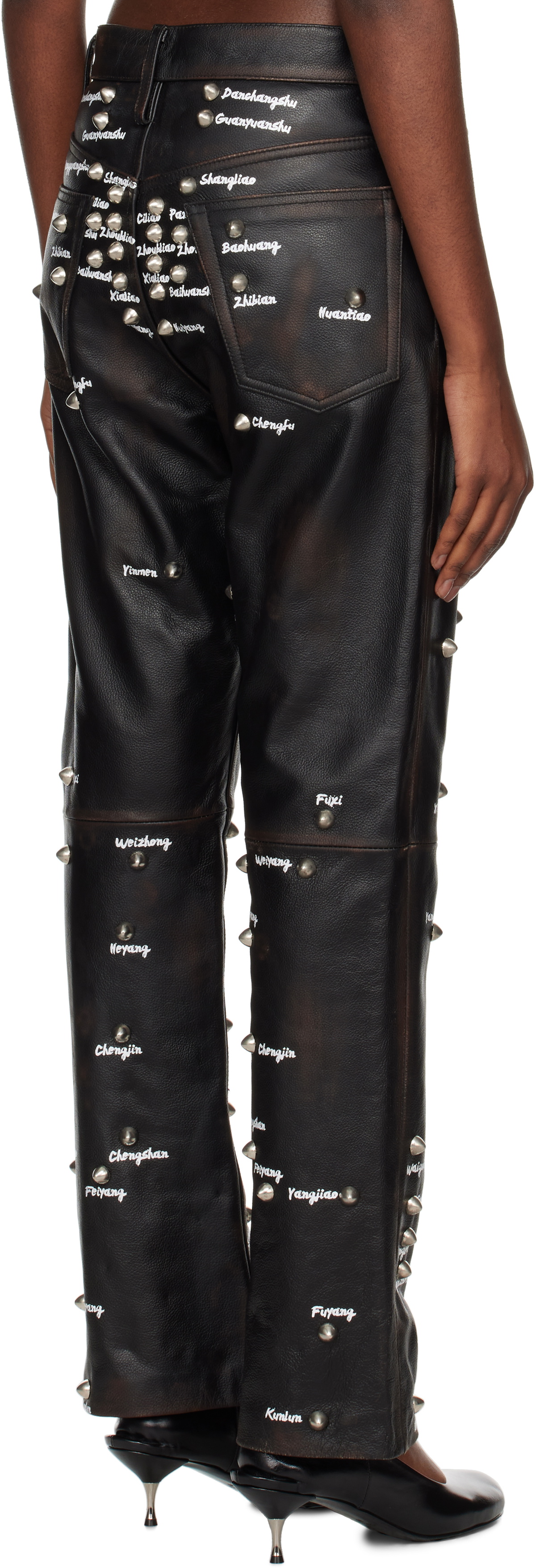 doublet Black Pressure Points Studs Leather Pants