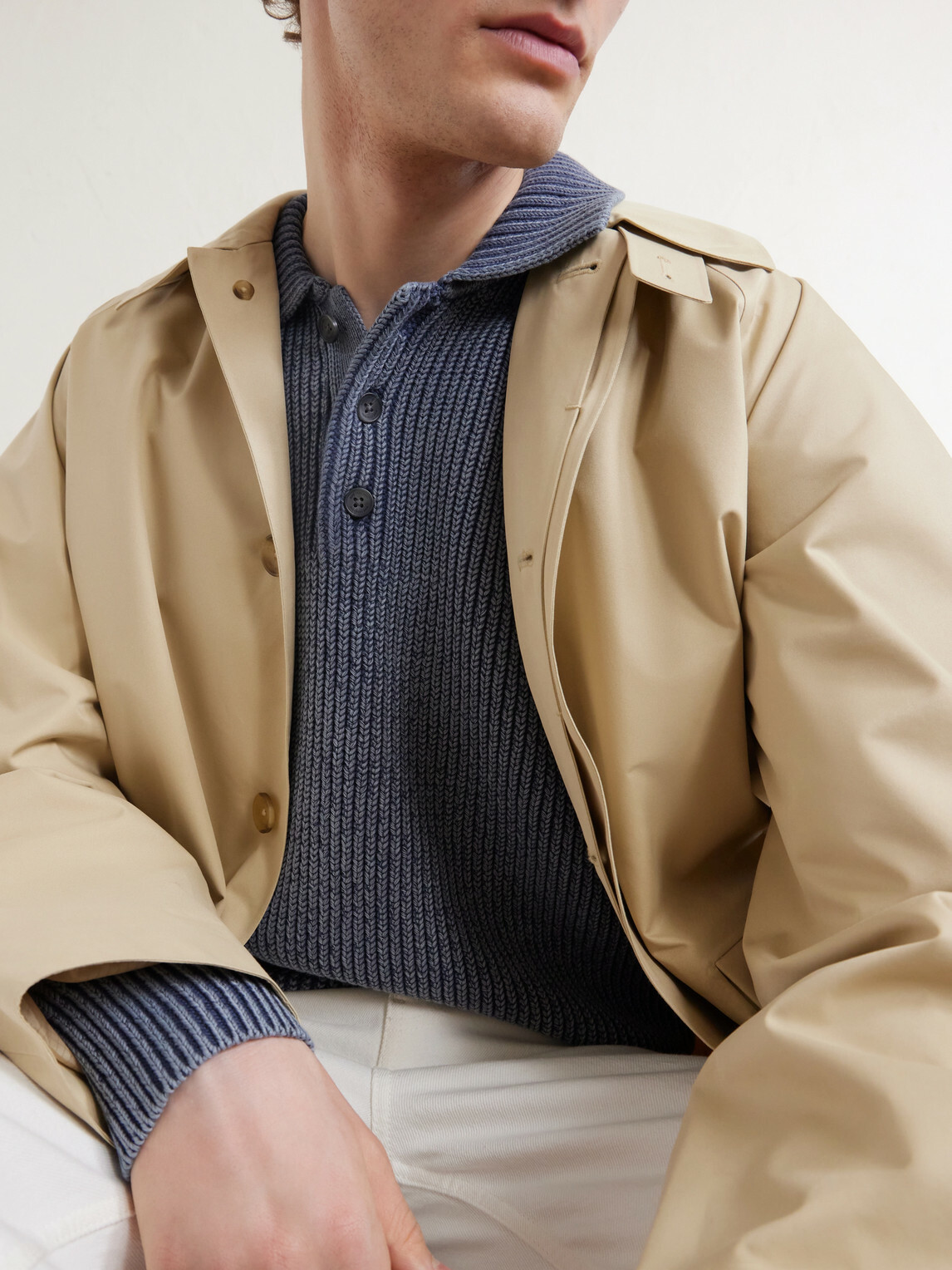 Aimé Leon Dore - Knitted Cotton-Blend Polo Sweater - Blue