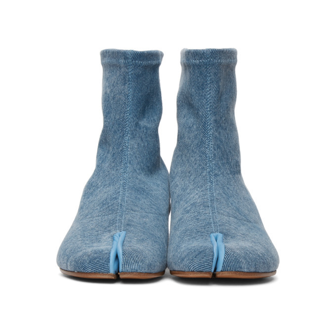 Maison Margiela ブーツ インディゴ(デニム) 2007423E0025 Maison Margiela Blue Denim Low Heel Tabi Boots Maison Margiela