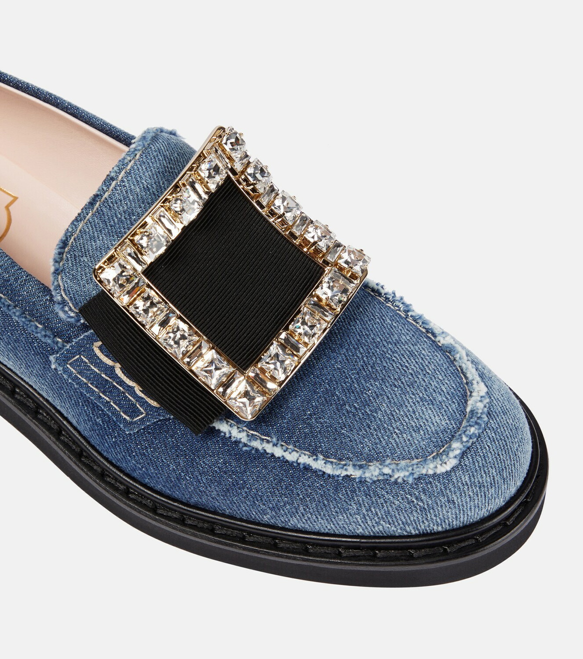大注目 Roger Vivier◆Viv' Rangers デニム モカシン クリスタル Roger Vivier Viv' Rangers denim loafers Roger Vivier