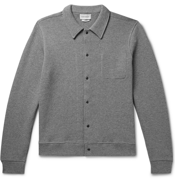 Photo: OLIVER SPENCER - Rundell Waffle-Knit Organic Cotton Cardigan - Gray