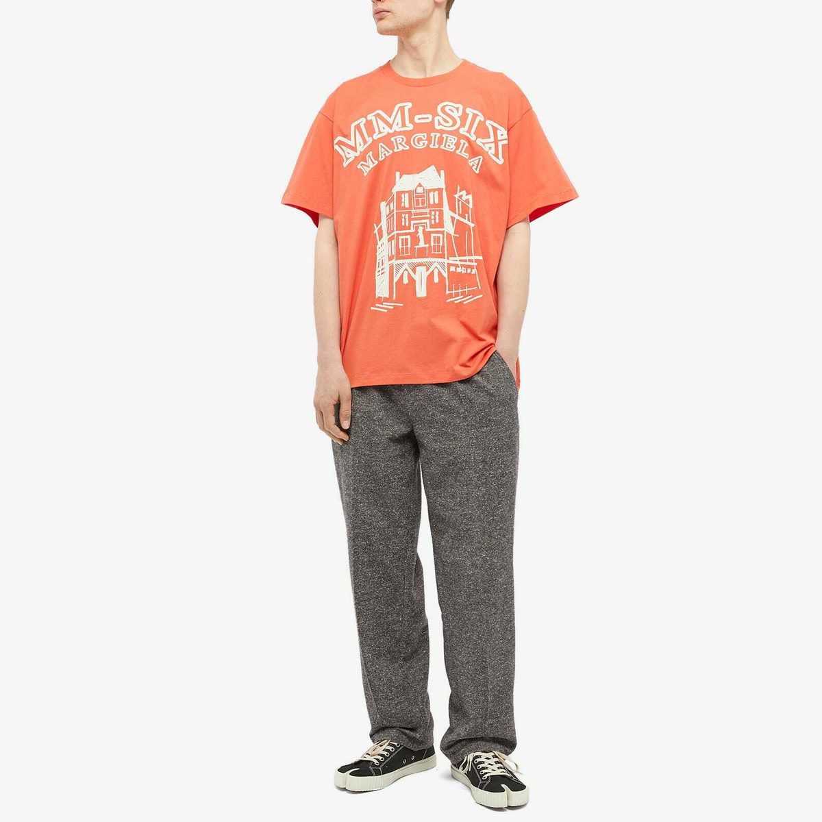 Maison Margiela Men's MM-Six T-Shirt in Burnt Orange Maison Margiela